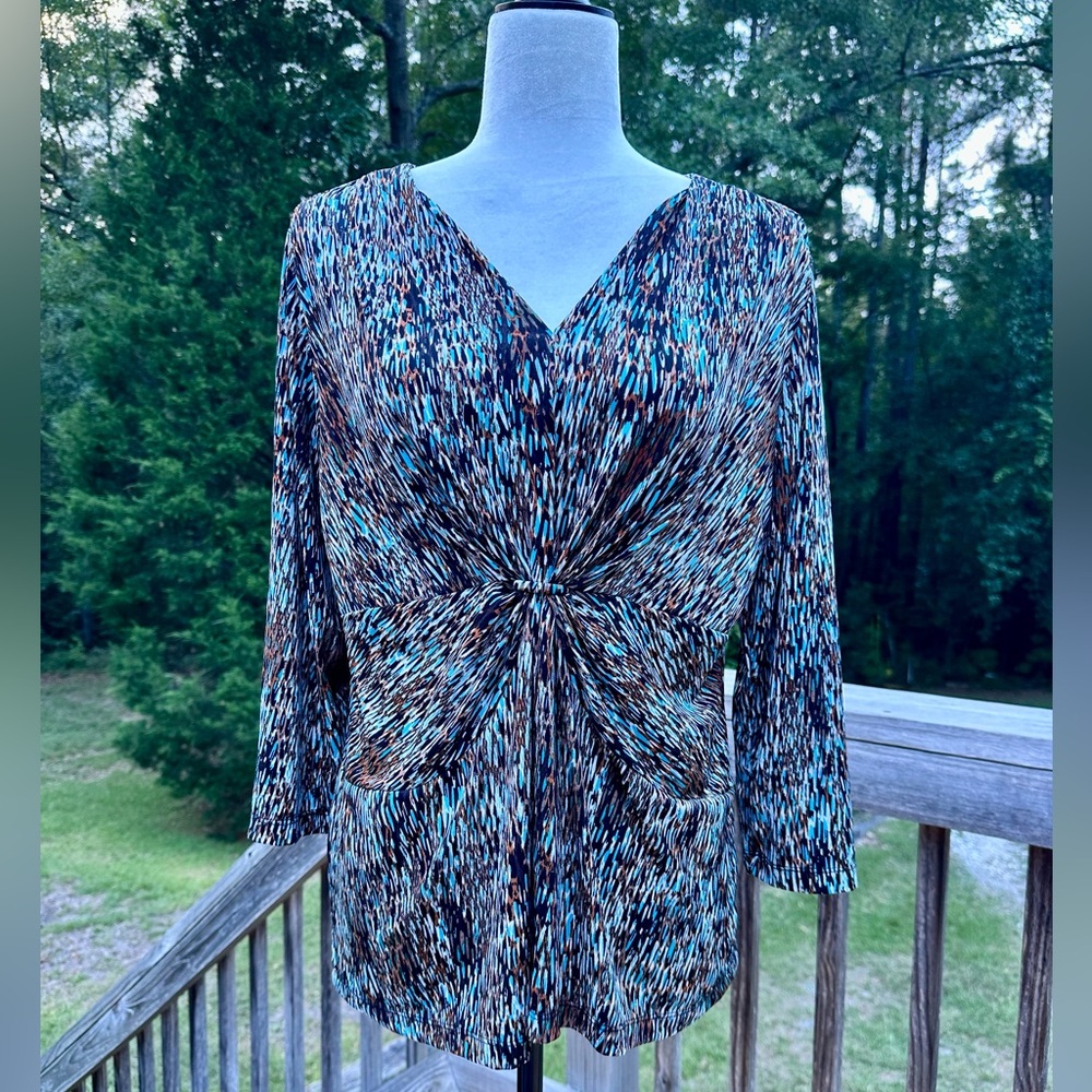 Kim Rogers Brown And Turquoise Top